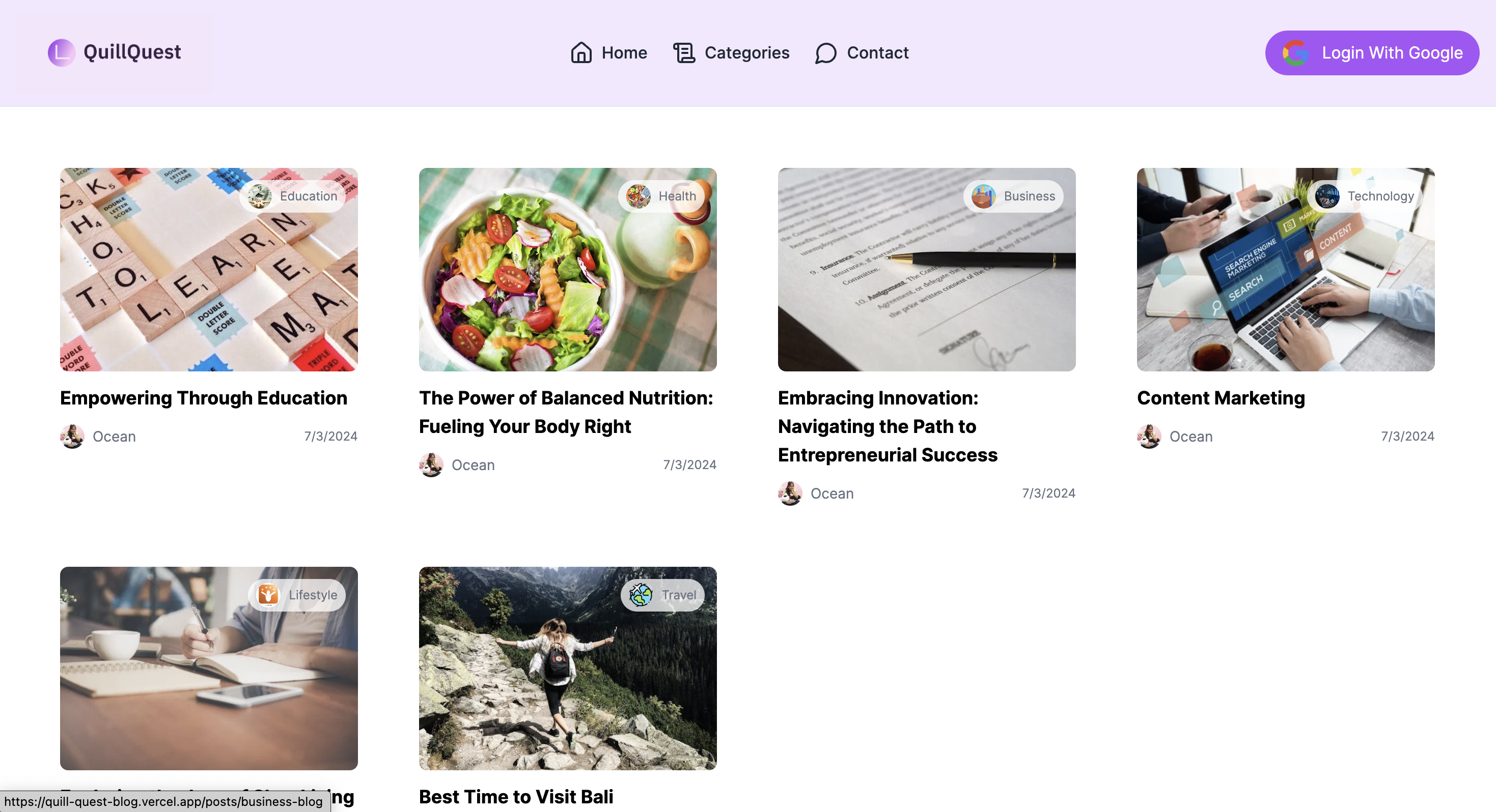 QuillQuest - Blog Platform